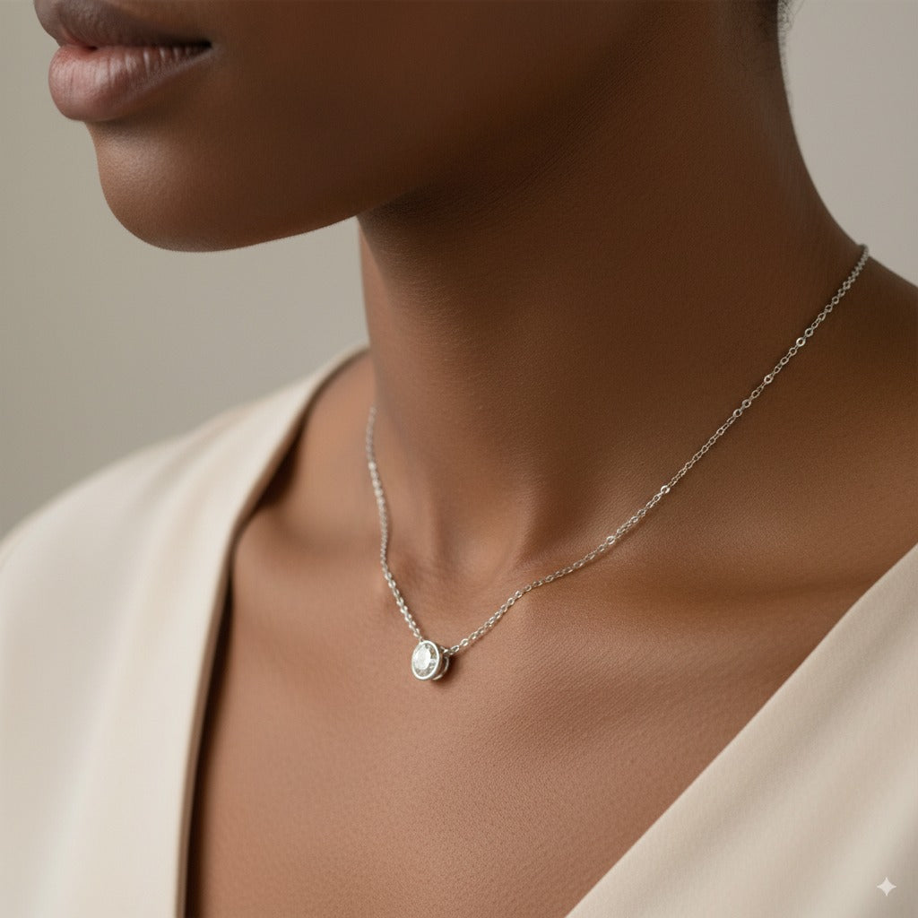 Diamond Solitaire Bezel Set Pendant