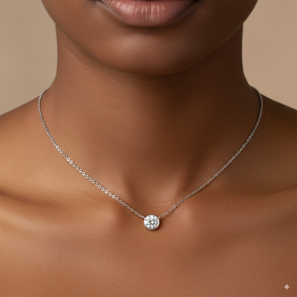Diamond Solitaire Bezel Set Pendant