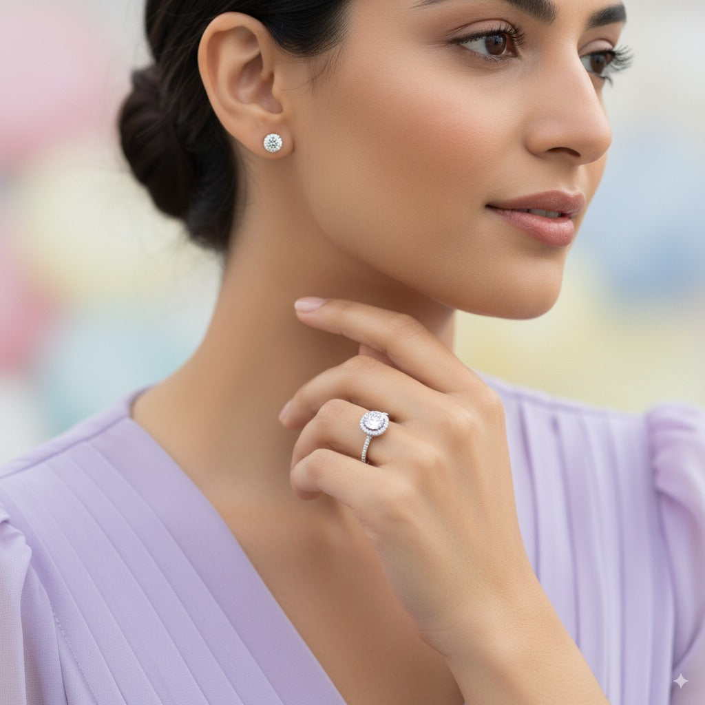 Luminous Halo Round Engagement Ring