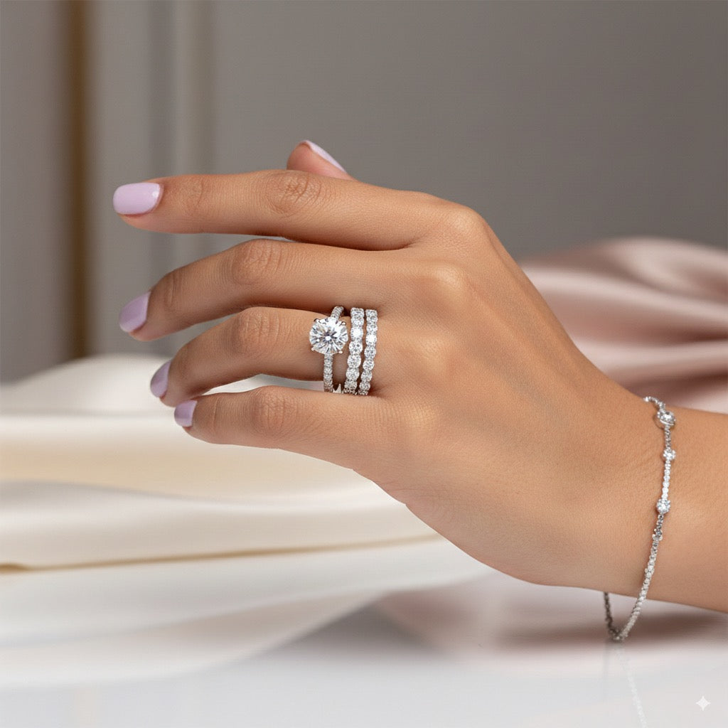 Petit Scallop Round Engagement Ring