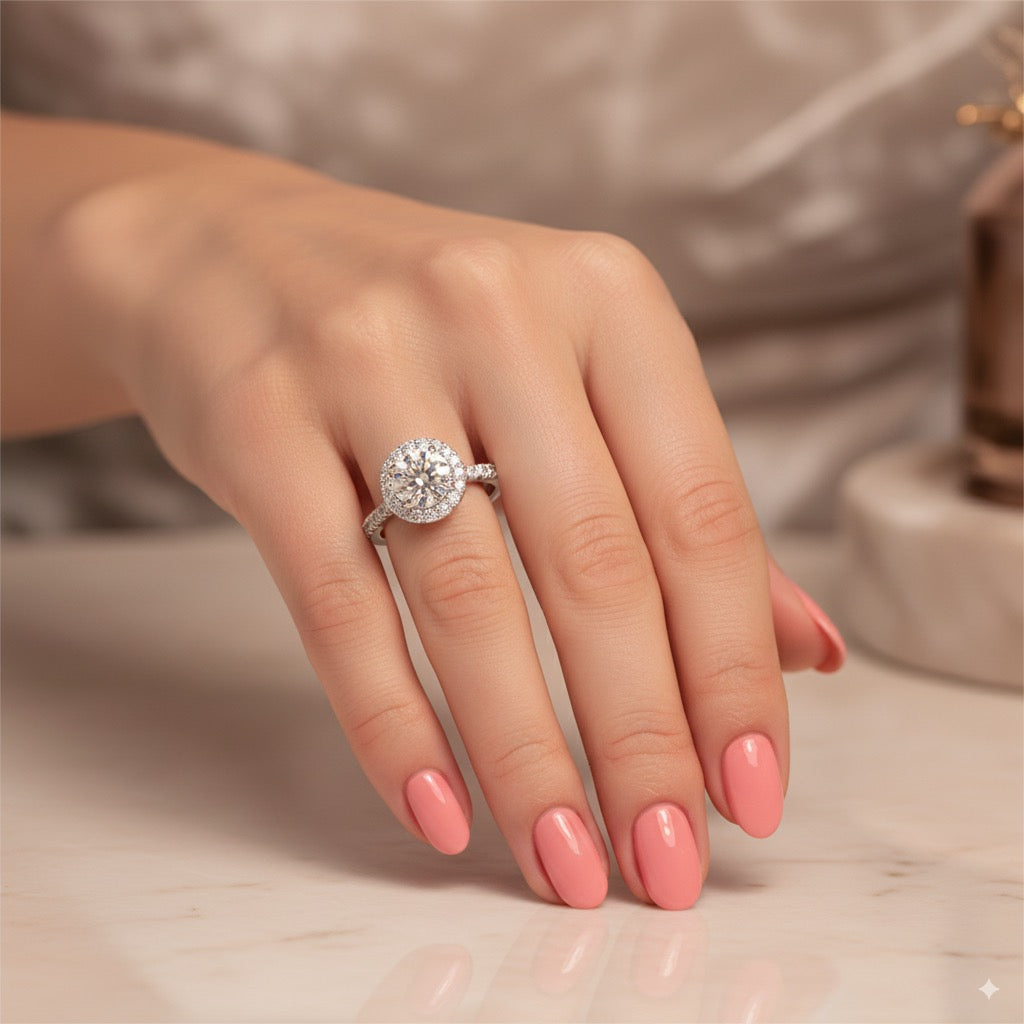 Luminous Halo Round Engagement Ring