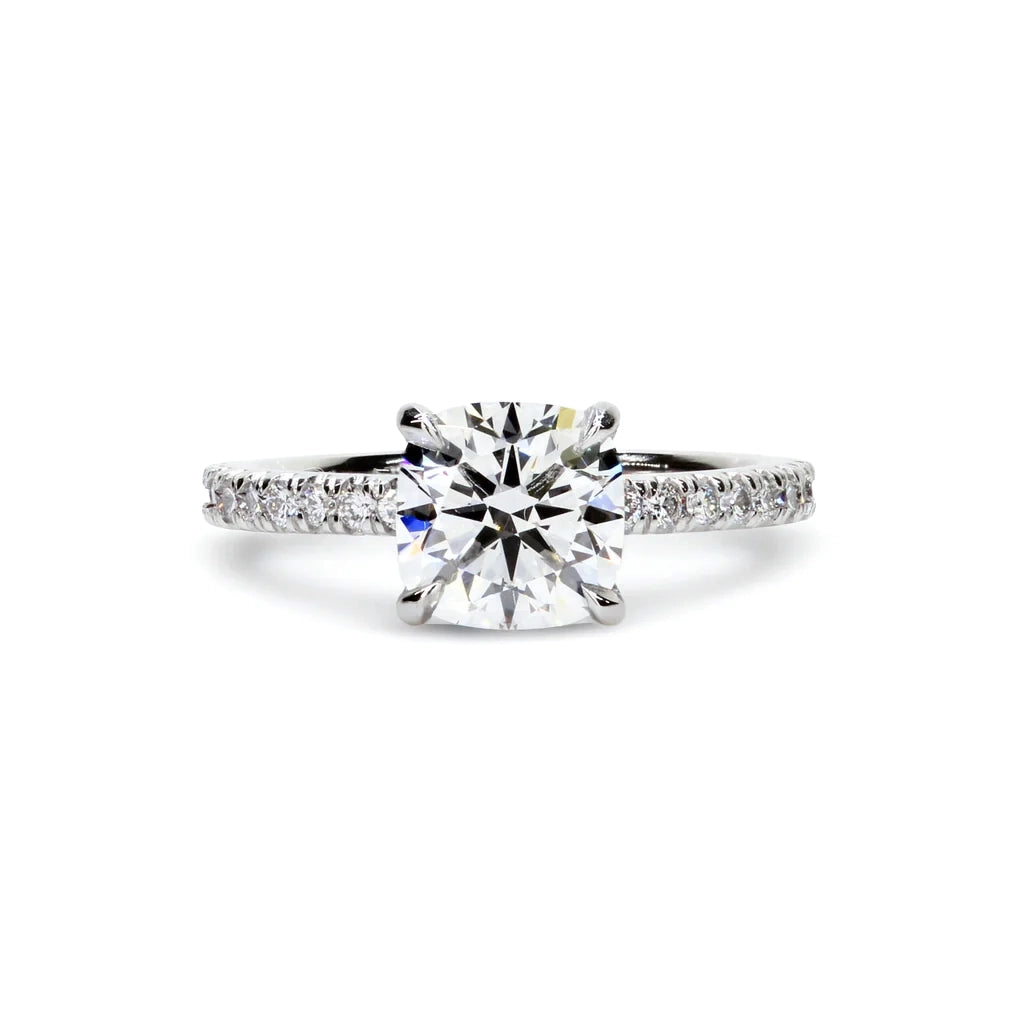 Petit Scallop Cushion Cut Engagement Ring